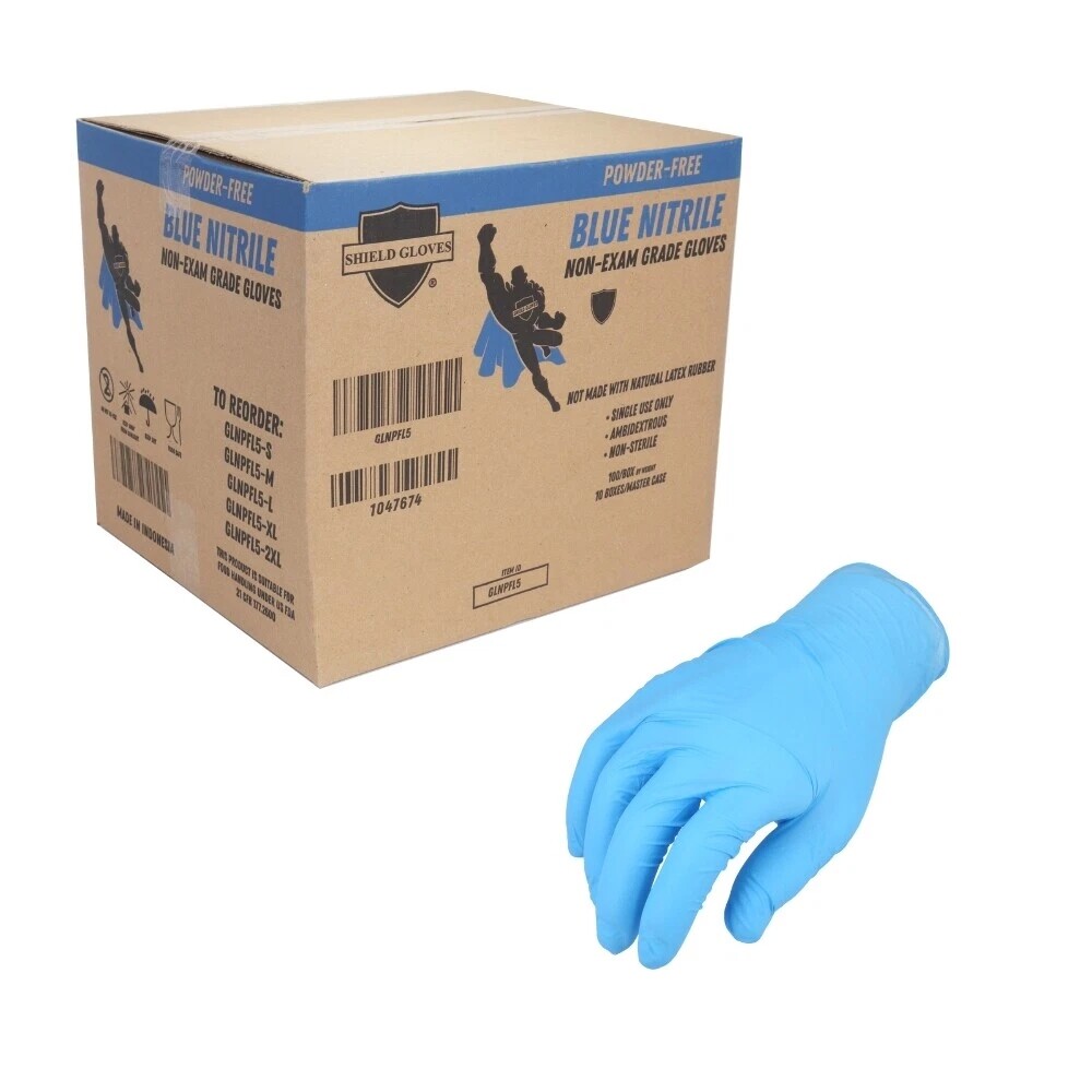 96,000 Nitrile Blue Industrial Cleaning Gloves 5 Mil Powder-Free Bulk Pack  