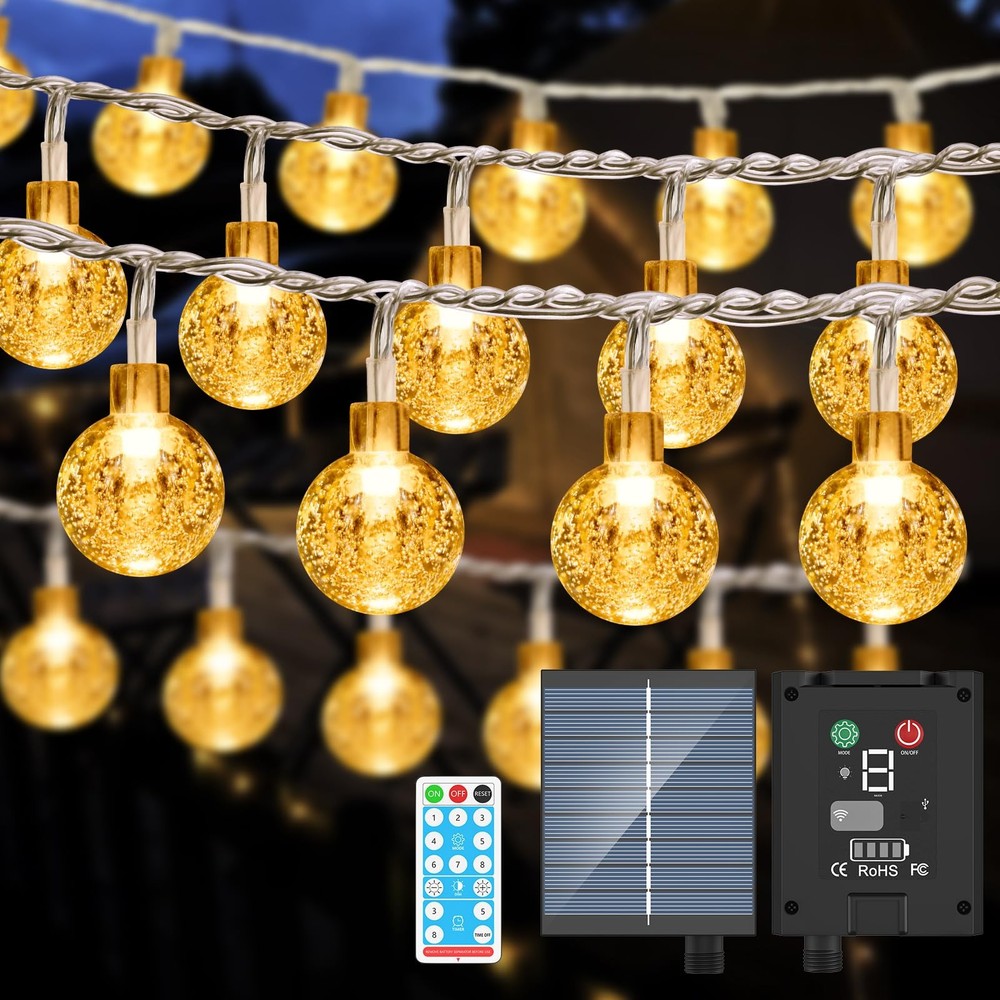 56FT 100LED Solar String Lights Outdoor Waterproof with Remote IP65