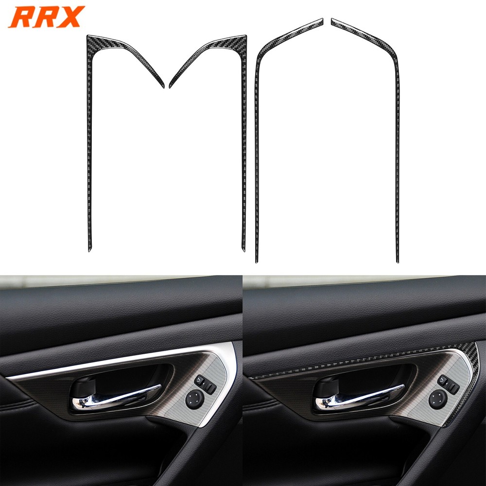 4Pcs Real Carbon Fiber Interior Door Handle Frame For Nissan Altima Teana 13-18