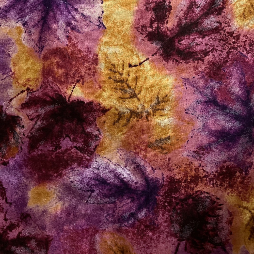 PERFUME nature gold orange magenta maple leaves timeless treasures 2 yards