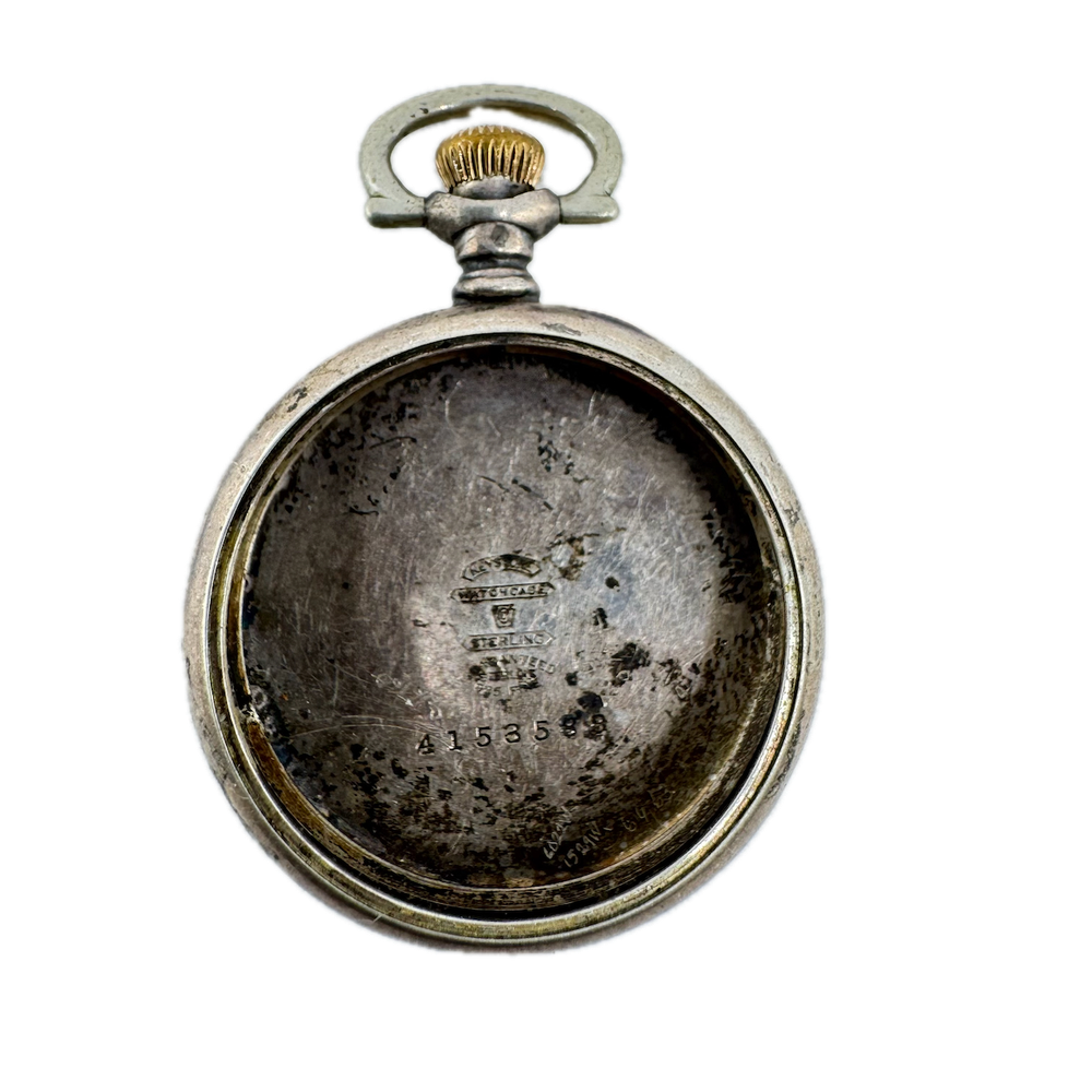 Antique 0s Keystone Open Face Pocket Watch Case Sterling SilverGold Hinge USA