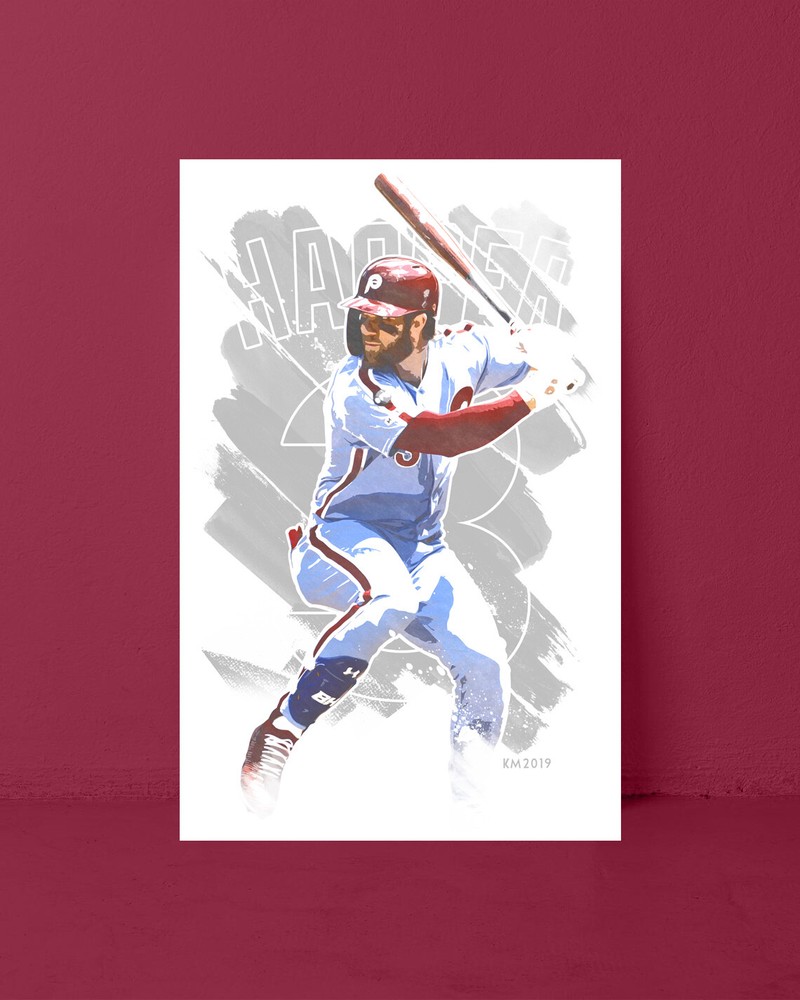 BRYCE HARPER watercolor painting art print/poster PHILADELPHIA PHILLIES FREE S&H