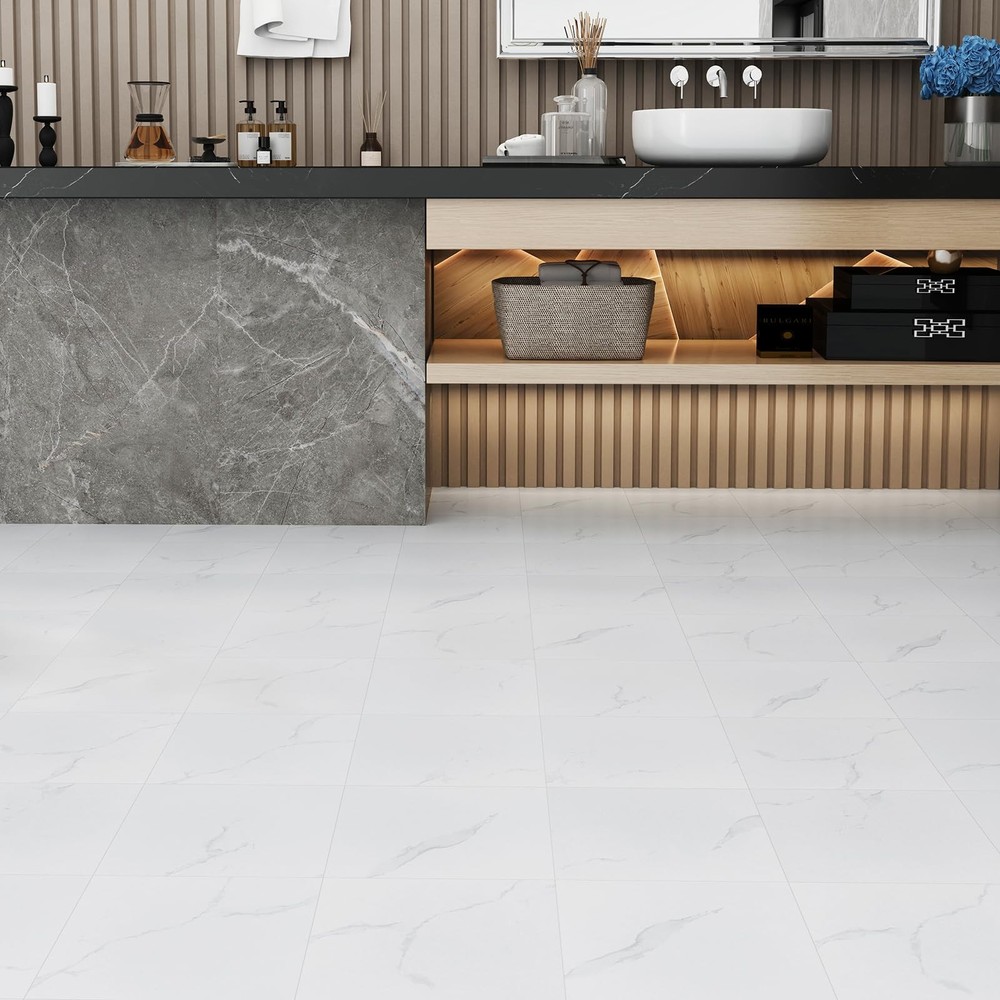 Self-Adhesive Vinyl Floor Tiles 40-Pack Peel and Stick Easy Install