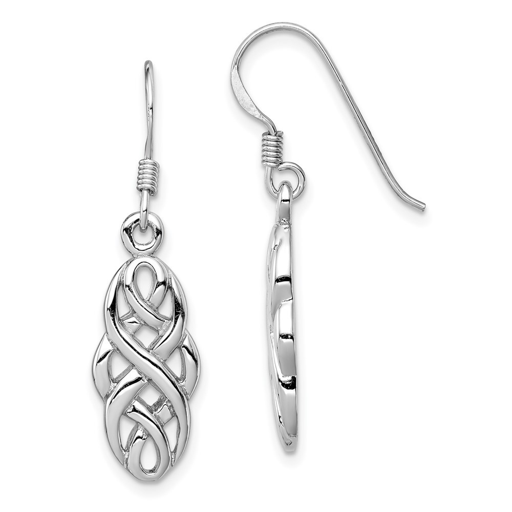 Sterling Silver Infinity Celtic Design Drop & Dangle Earrings 3.2gm L-34 mm