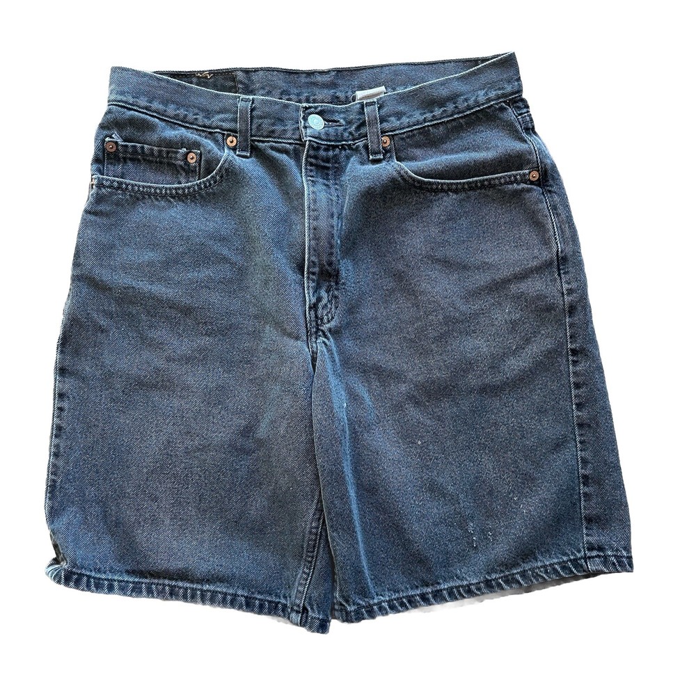 VTG Levis 550 Shorts Men's 34 Black Jean Denim Relaxed Grunge Faded Jorts Y2K 00