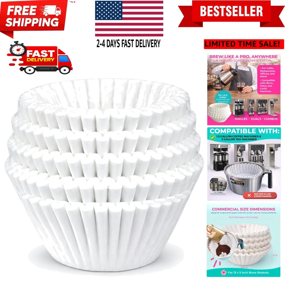 Katy’s Extra Large Commercial Coffee Filters 12.5” x 4.5” for BUNN, Fetco & C...