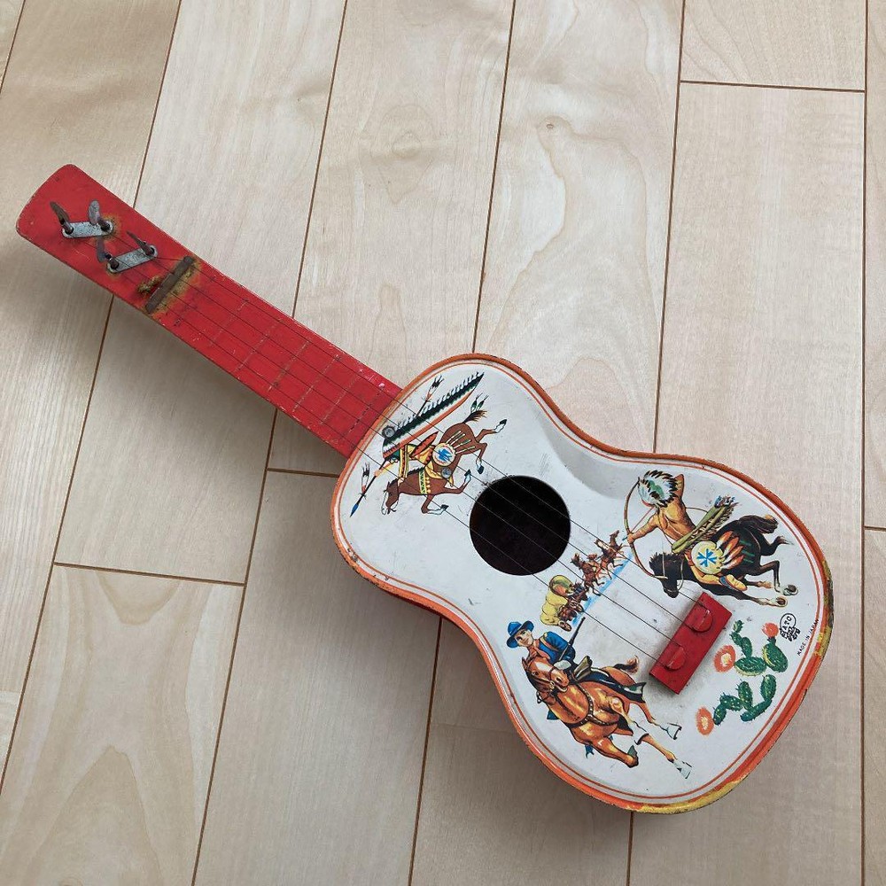 Tinplate Guitar Toy Showa Retro Japan limited rare Vintage toys antique