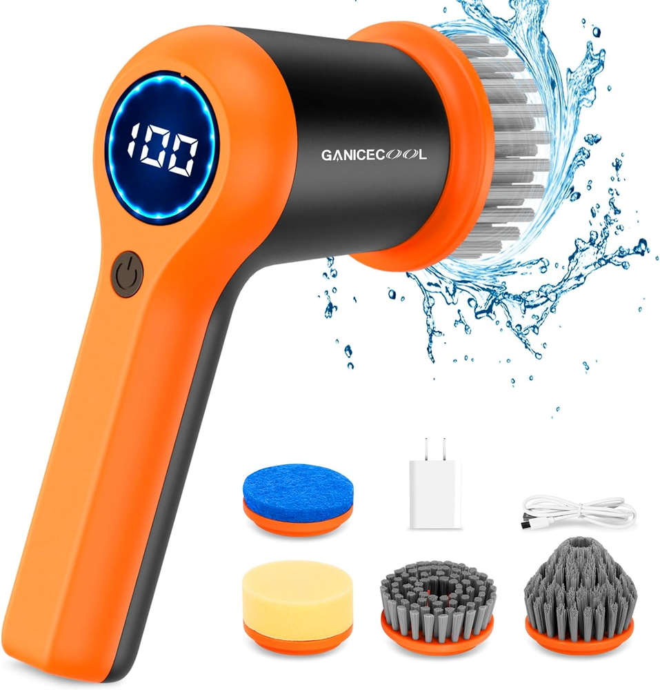 Ganicecool Cordless Electric Spin Scrubber Cleaning tool 2 powerful speeds NEW