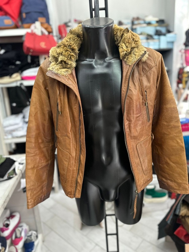 Vintage Conbipel Genuine Leather Jacket Brown Size 46 for Men LLV560