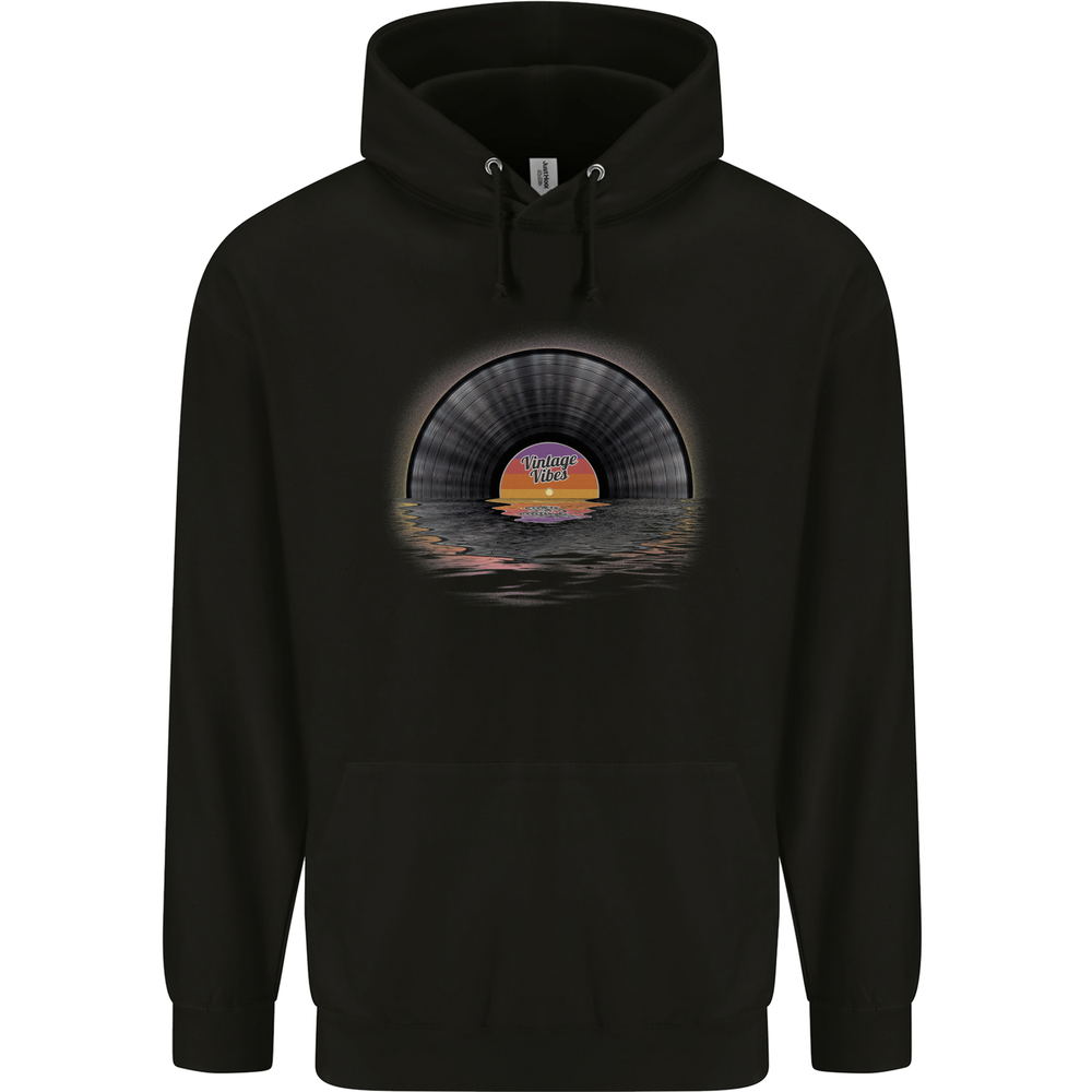 Vinyl Sunset Record LP Turntable Music Mens 80% Cotton Hoodie
