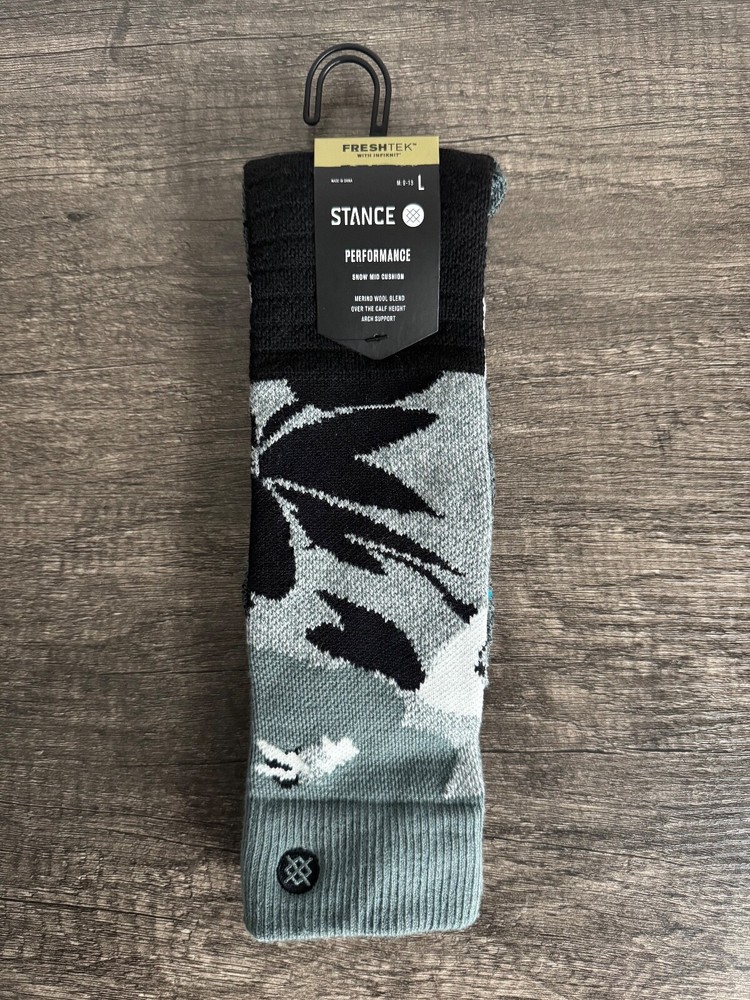 Stance Performance Snow Mid Cushion OTC Socks - Flower Frost - Sz LARGE 9-13 NWT
