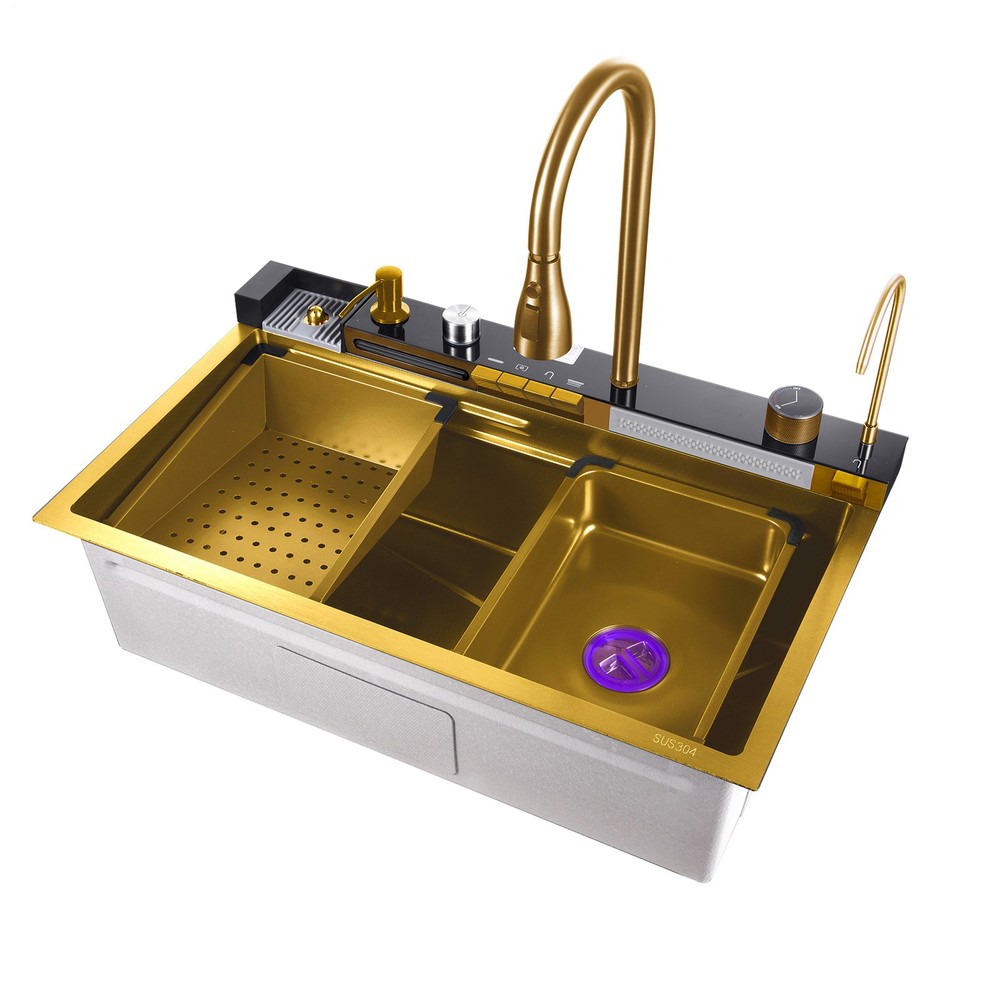 Kitchen Sink Waterfall Workstation Sink Drop In Single Bowl Stainless Steel