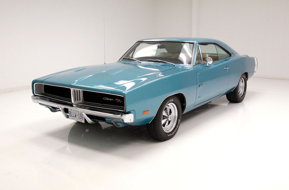 1969 Doge Charger blue | POSTER | 24 x 36 INCH | CLASSIC CAR