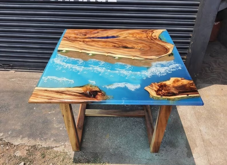 Ocean Walnut Epoxy Coffee Table Top, Center Hallway Furniture Table Top, Decors