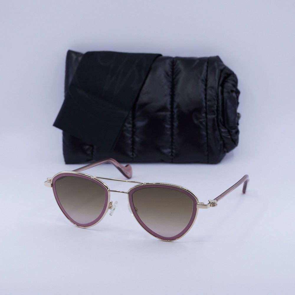 Moncler ML0058 28S Shiny Rose Gold Bordeaux Gradient Sunglasses 53-16-140 New