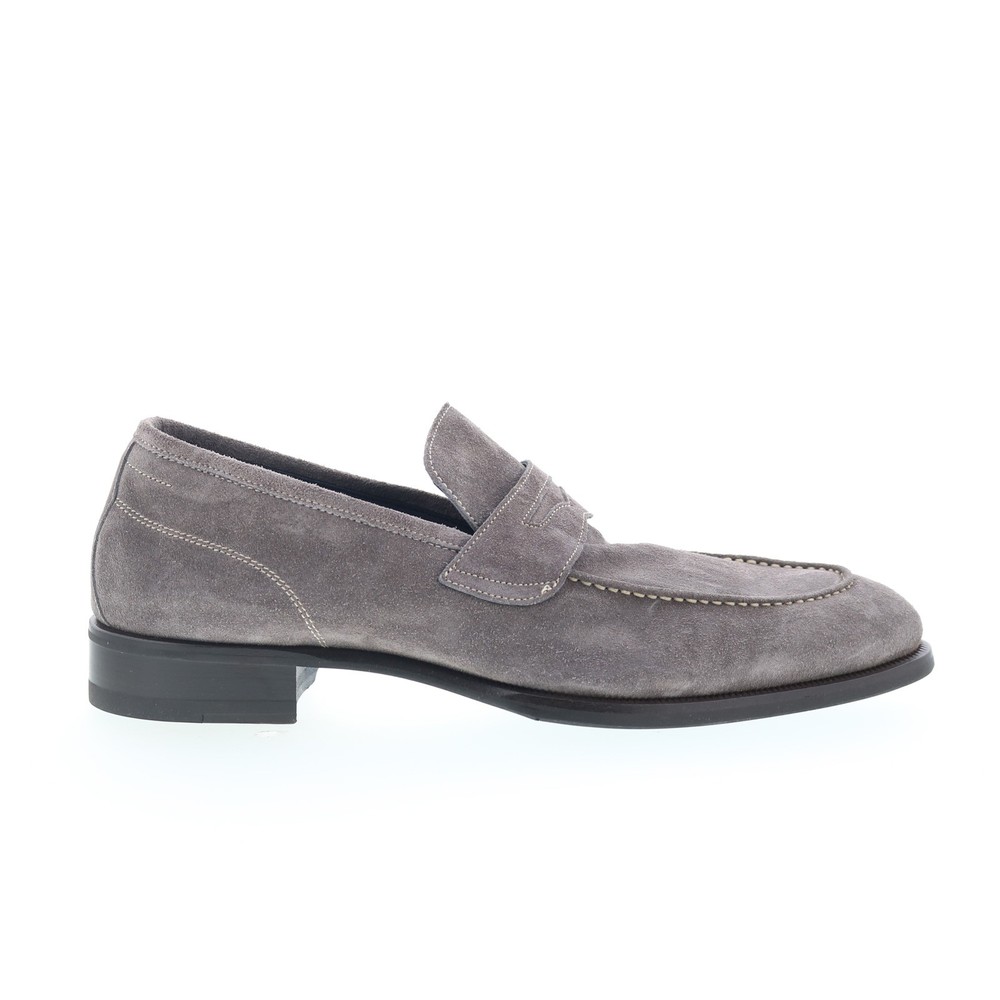 Di Bianco Brera Mens Gray Suede Slip On Loafers & Slip Ons Penny Shoes