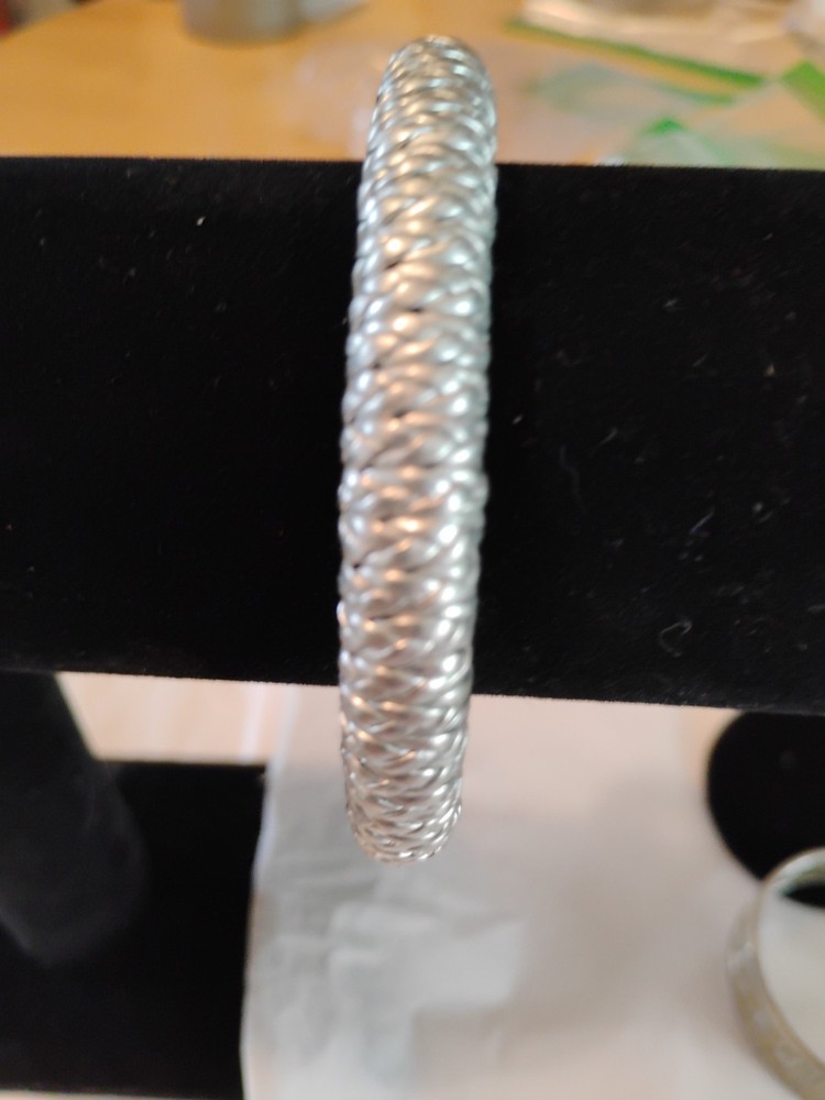 Silver-Tone Braided Mesh Bracelet for Women