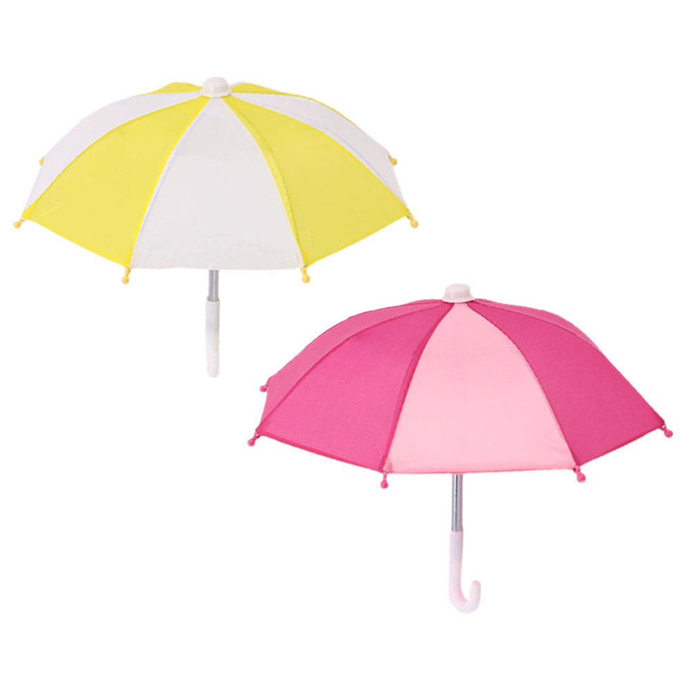 2 Mini Umbrellas for Kids Dolls Travel Micro Landscape Decorations