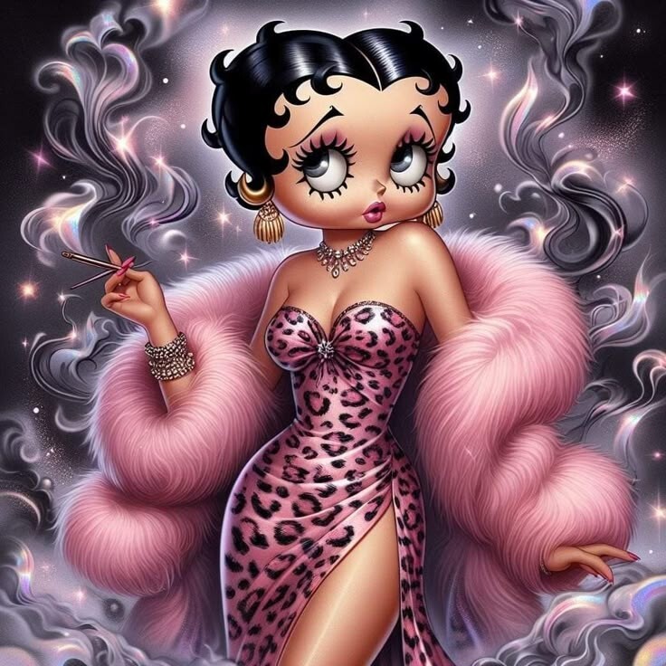 Vibrant Betty Boop 8x11 Laminated Print - Framed Option Available