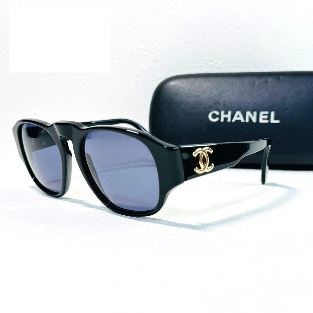 CHANEL 01452 94305 Black Sunglasses Coco Mark Logo Plastic Frame #23