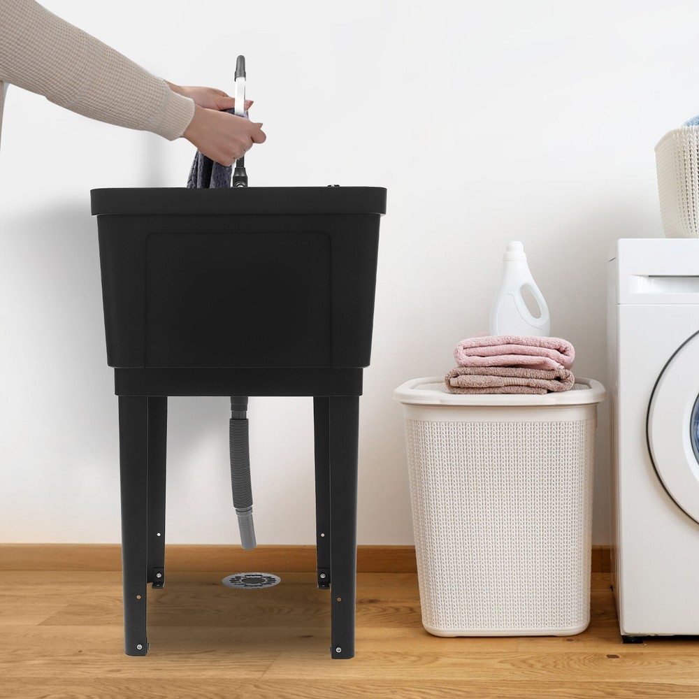 Utility Sink with Washboard and Faucet - Heavy-Duty Laundry Tub Made in USA