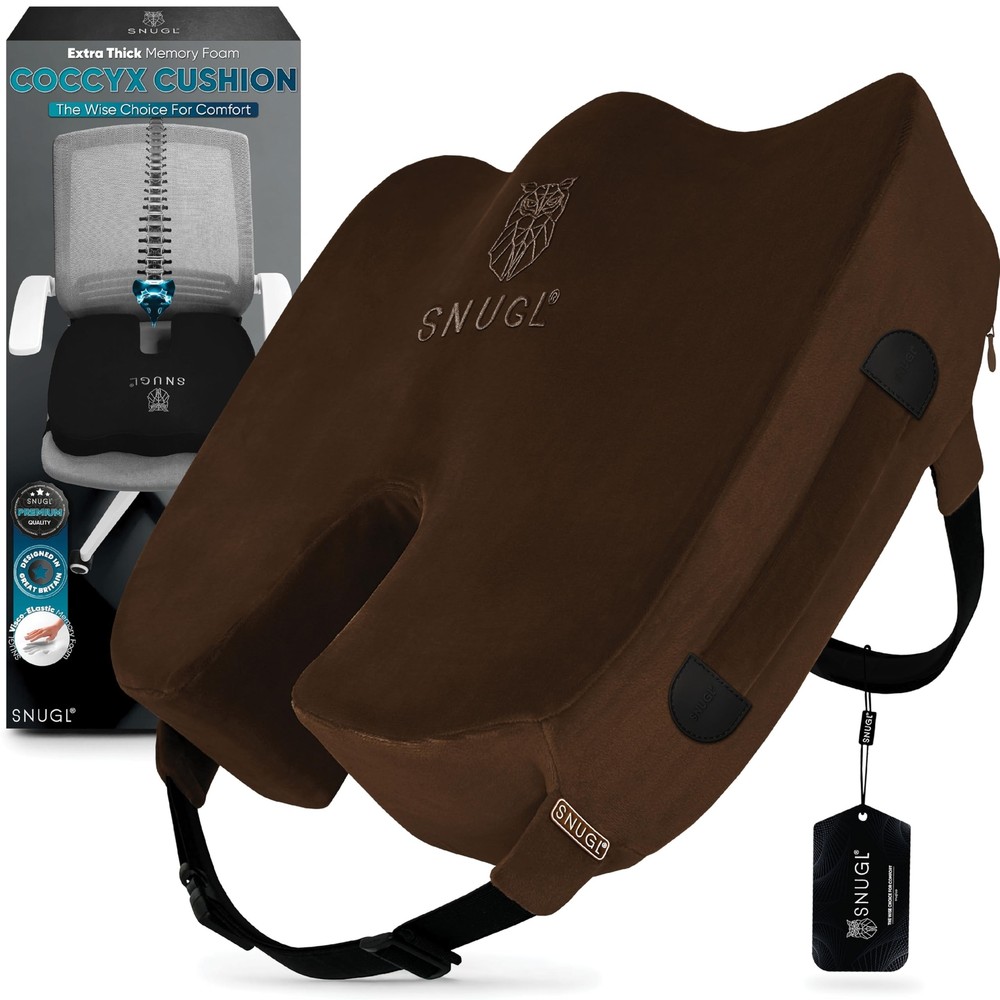 SNUGL Coccyx Cushion | Thick Memory Foam Seat Cushion for Office, Car, Wheelc...