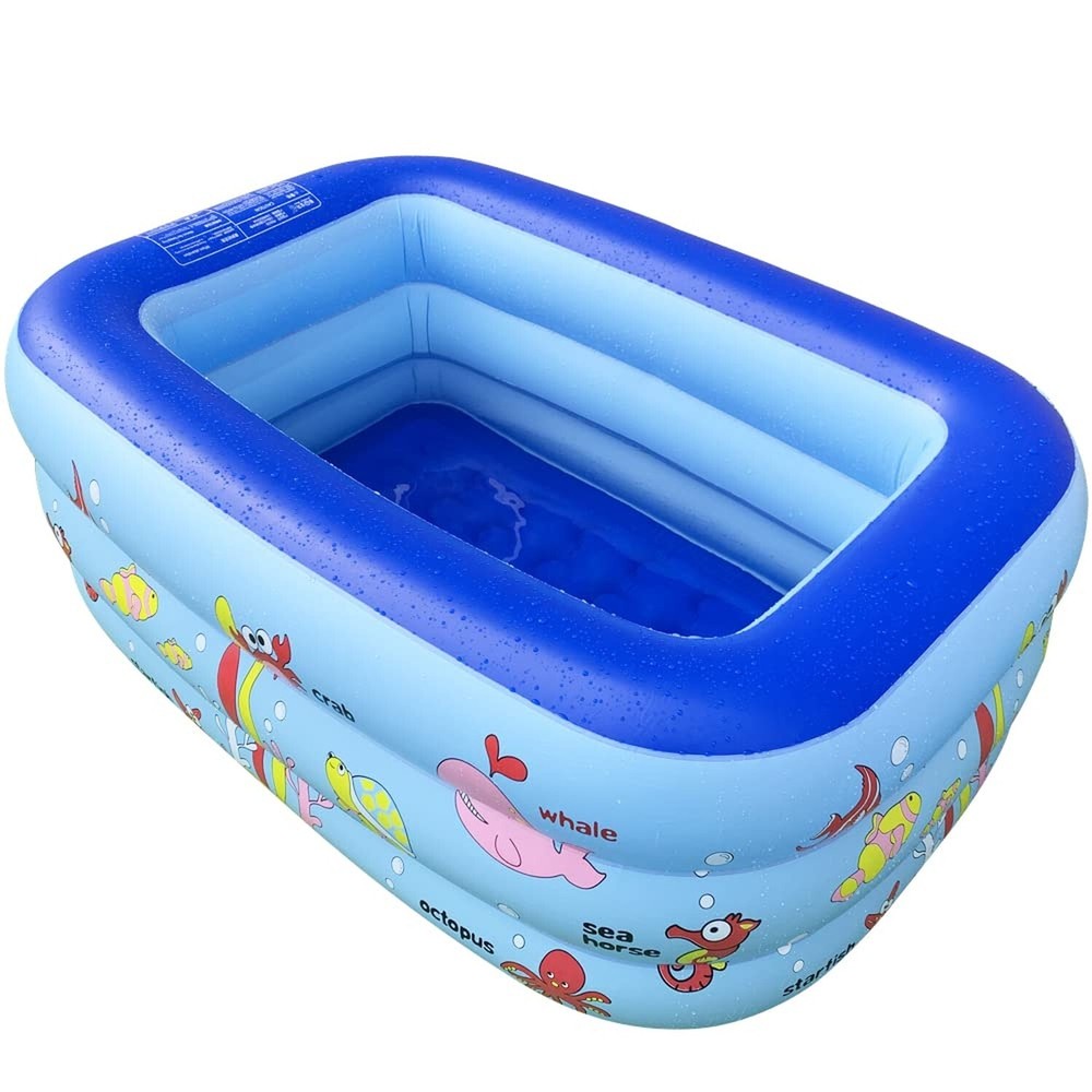 51x33x21 Inflatable Kiddie Pool for Indoor Outdoor Kids Swimming Fun