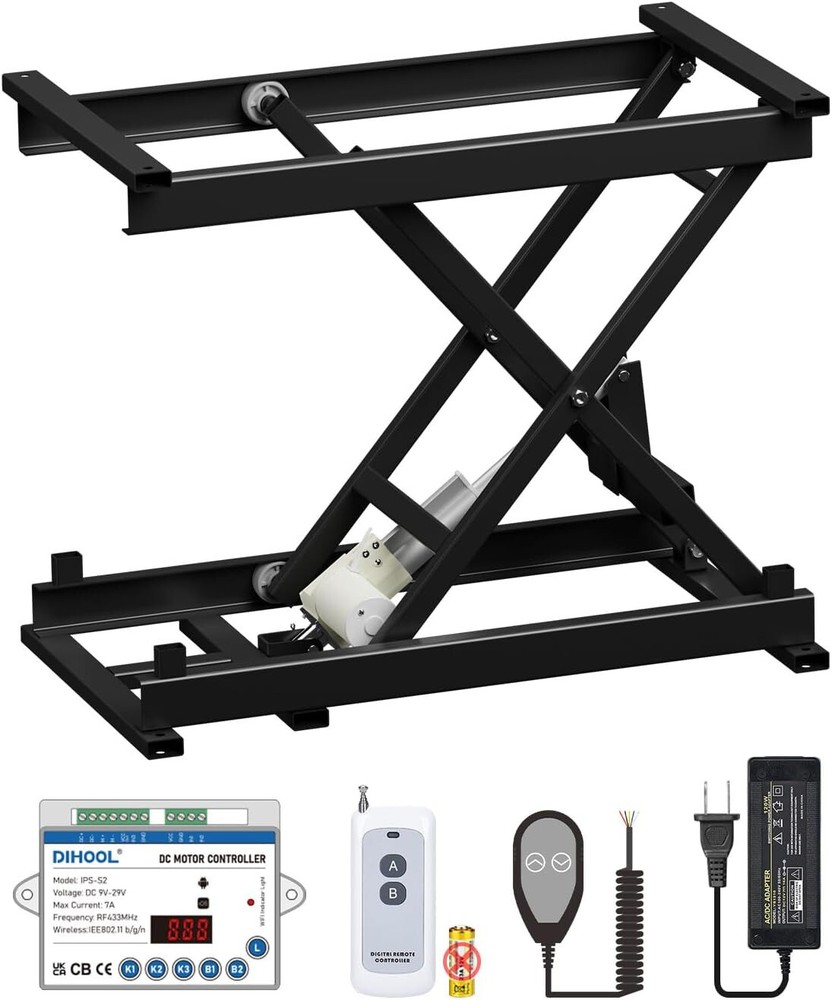 DIHOOL Electric Scissor Lift Table 350LB Load, 195-680MM Height Adjustable Elect