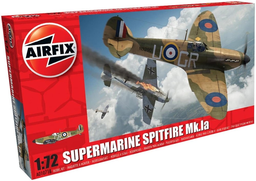 A01071B Supermarine Spitfire Mkia 1:72 Model Building Kit (36 Piece), Multicolor