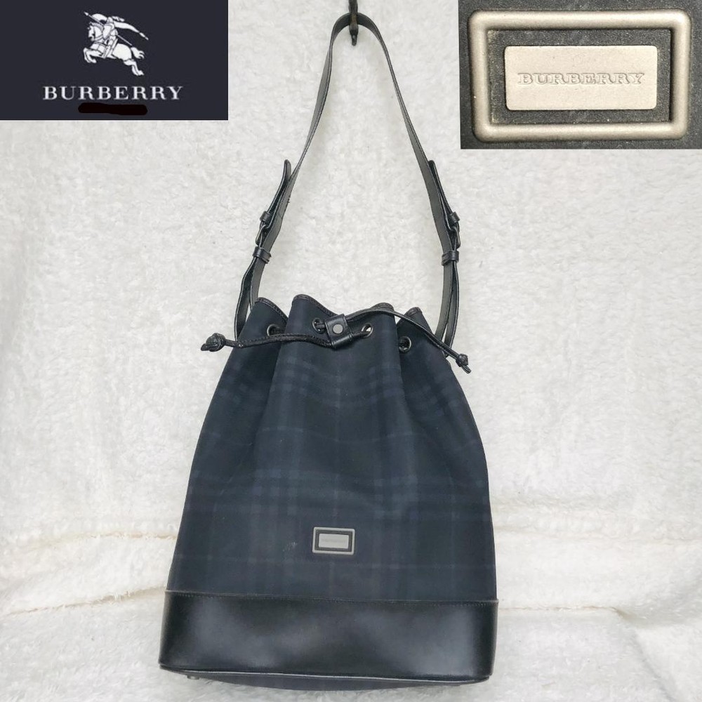 Burberry Shoulder Bag Nova Check PVC Black Authentic F100134
