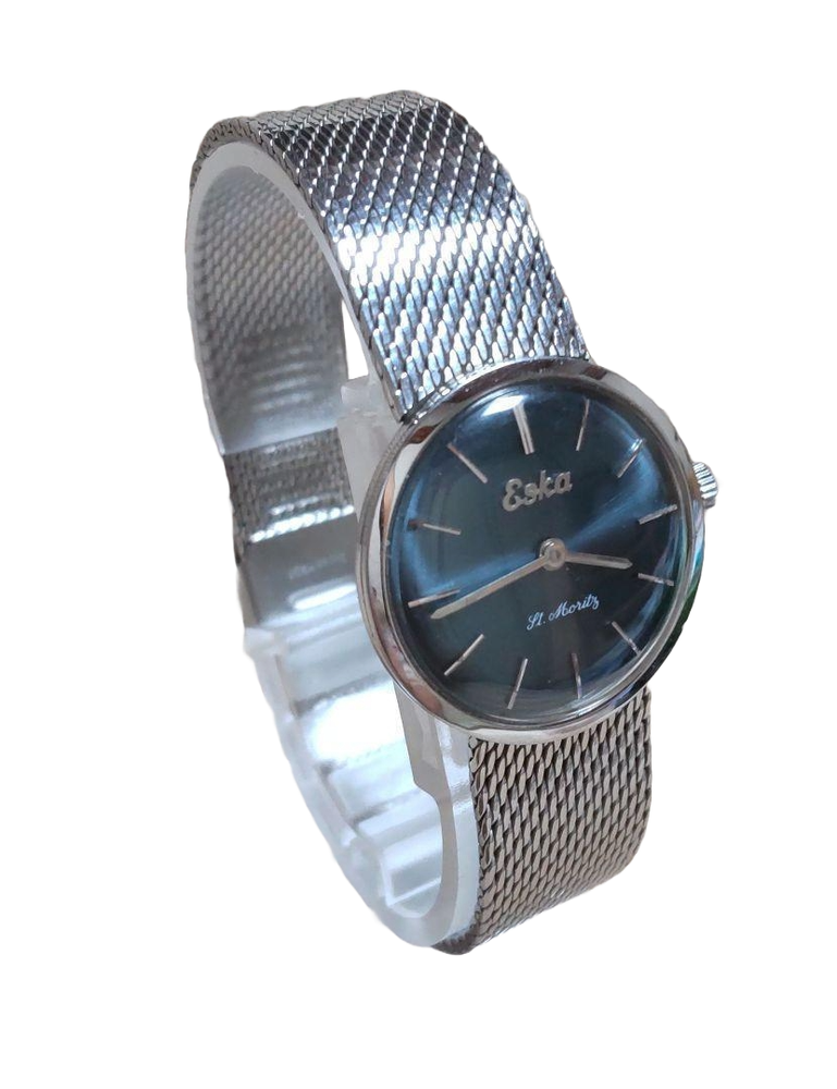 Eska St.Moritz Ladies Watch Manual Blue Dial Silver from Japan