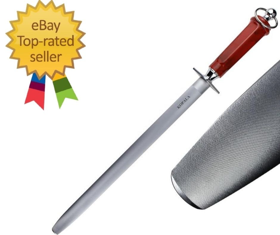 Sharpening Steel Knife Sharpener Rod Flat 12 Inches Honing Steel for Knives Red