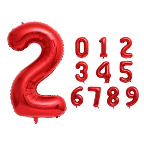 40 Inch Red Large Custom Number 0-9 Foil Mylar Balloons for Parties