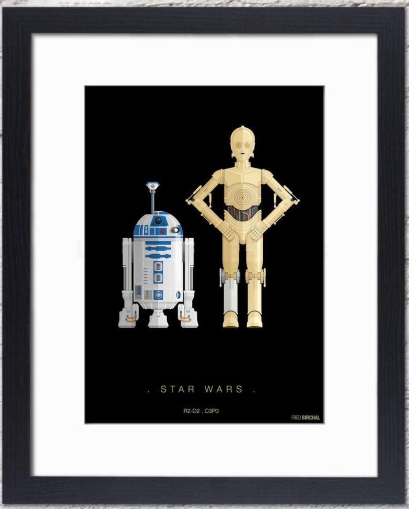 Fred Birchal Star Wars Framed Print R2-D2 & C-3PO 45x30cm