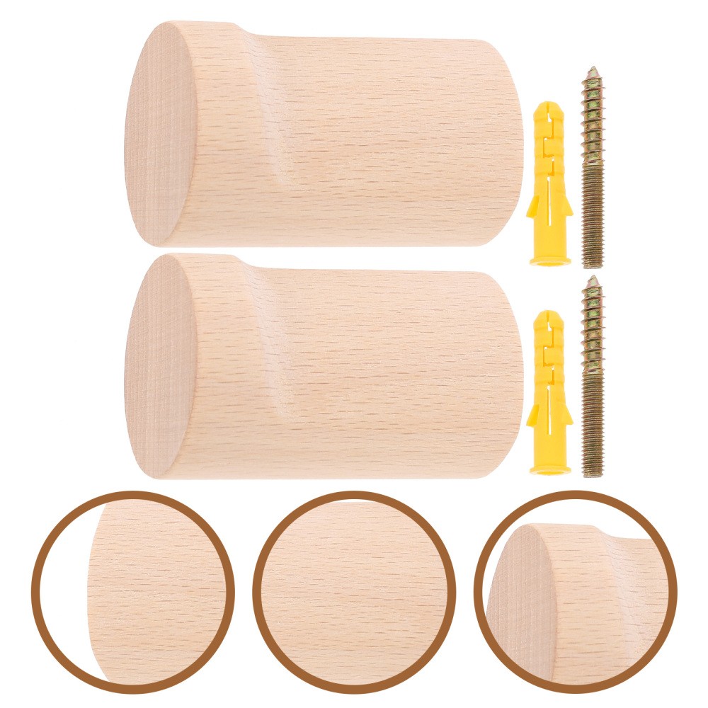 2-Set Rustic Wooden Wall Hooks for Coats Hats Mounted Rack