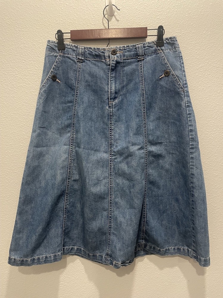 White Stag Women’s Size 8 Denim Midi Skirt Dark Stonewash Vtg Western Country