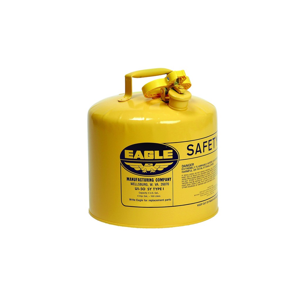 Eagle 5 Gallon Steel Safety Can for Diesel, Type I, Flame Arrester, Yellow -