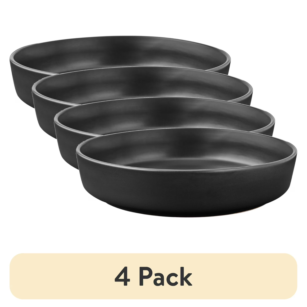 (4 pack) Mainstays Alessandra Matte Black Stoneware Dinner Bowl