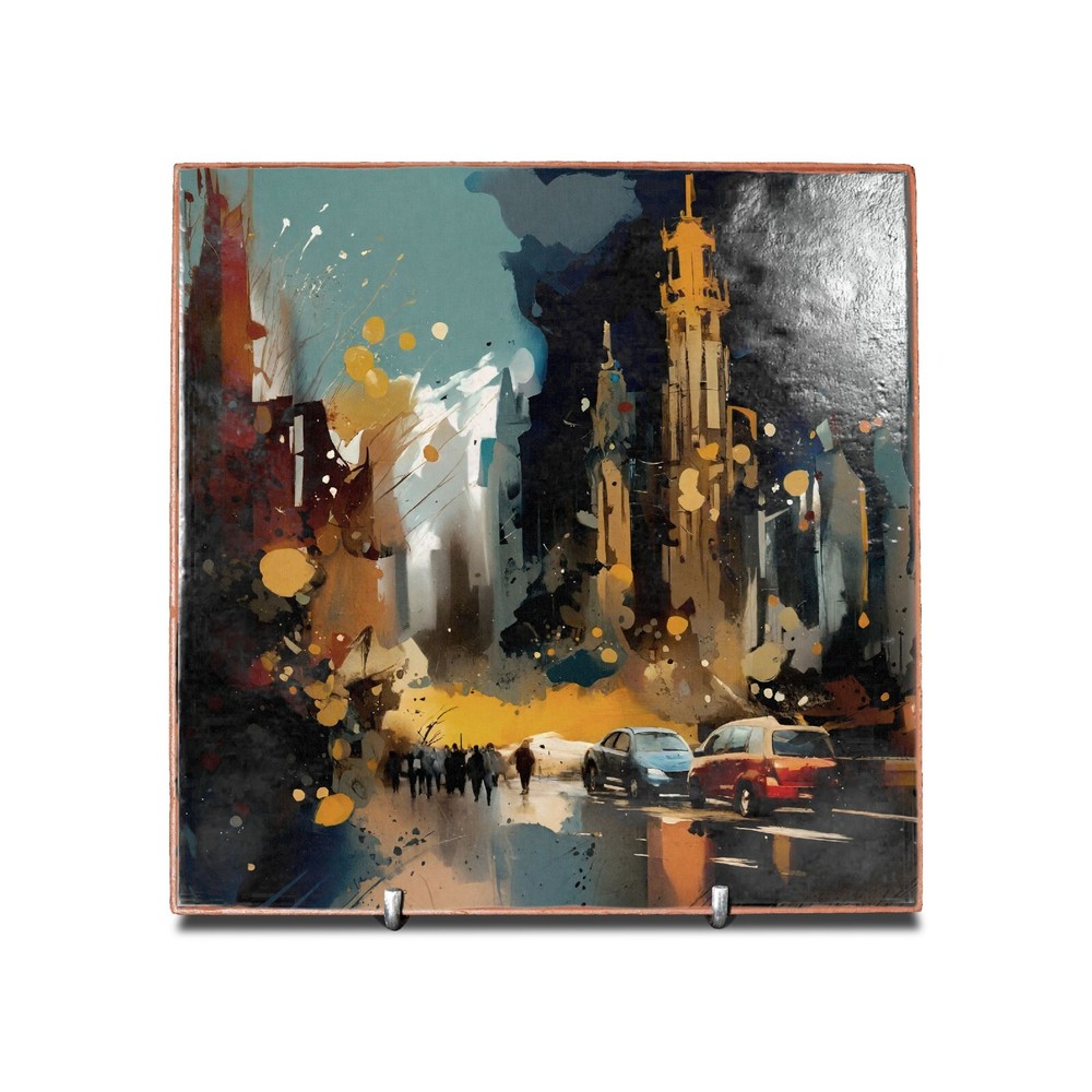 Handmade Abstract Ceramic Wall Art Tile 20x20cm Home Decor Clay Picture