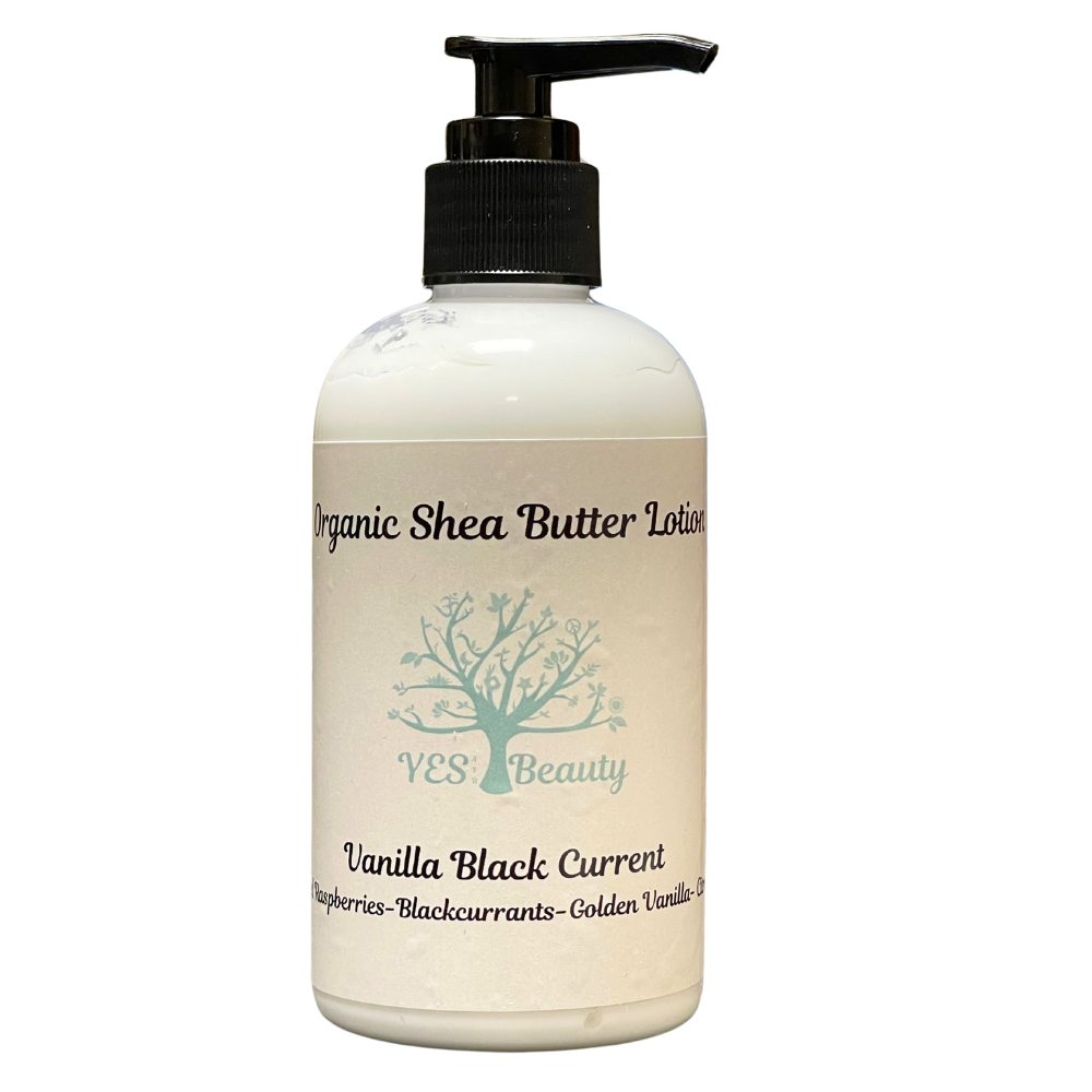 Body Lotion Organic Shea Butter Handmade - Vanilla & Black Currents - 8 oz