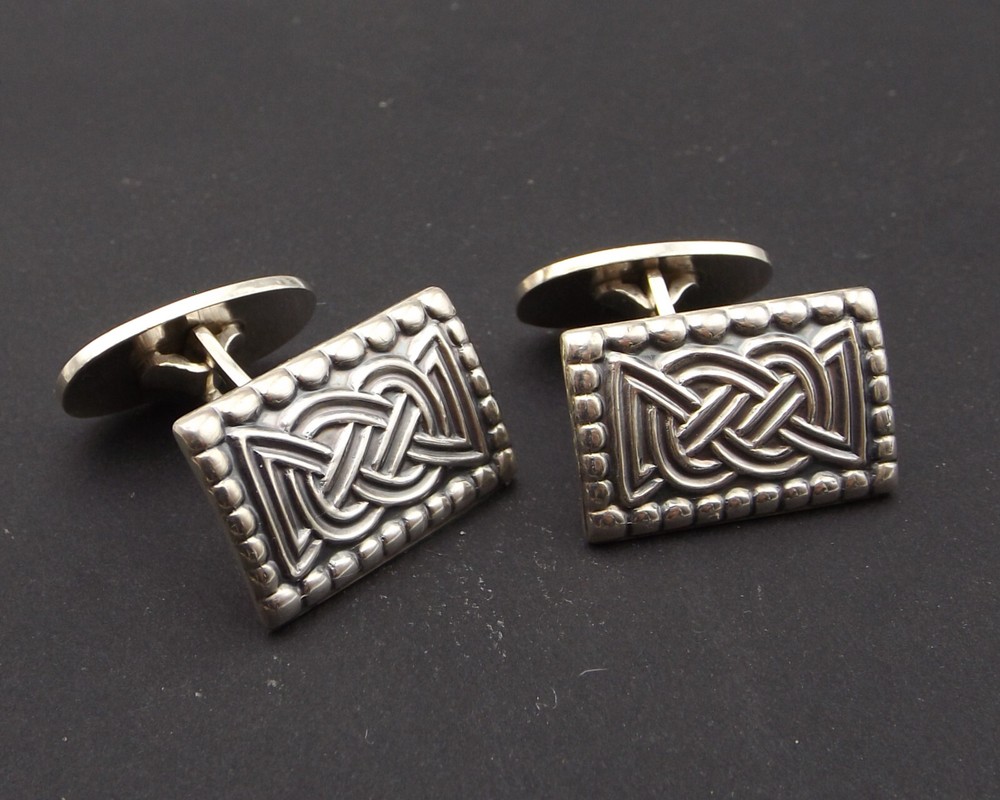Vintage sterling silver oblong cufflinks by David Andersen of Norway SAGA series