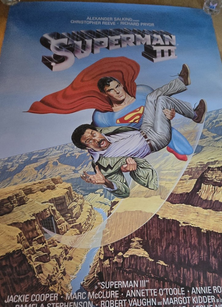 Original Vintage 1983 Superman III Movie Poster 27 X 40 Christopher Reeves
