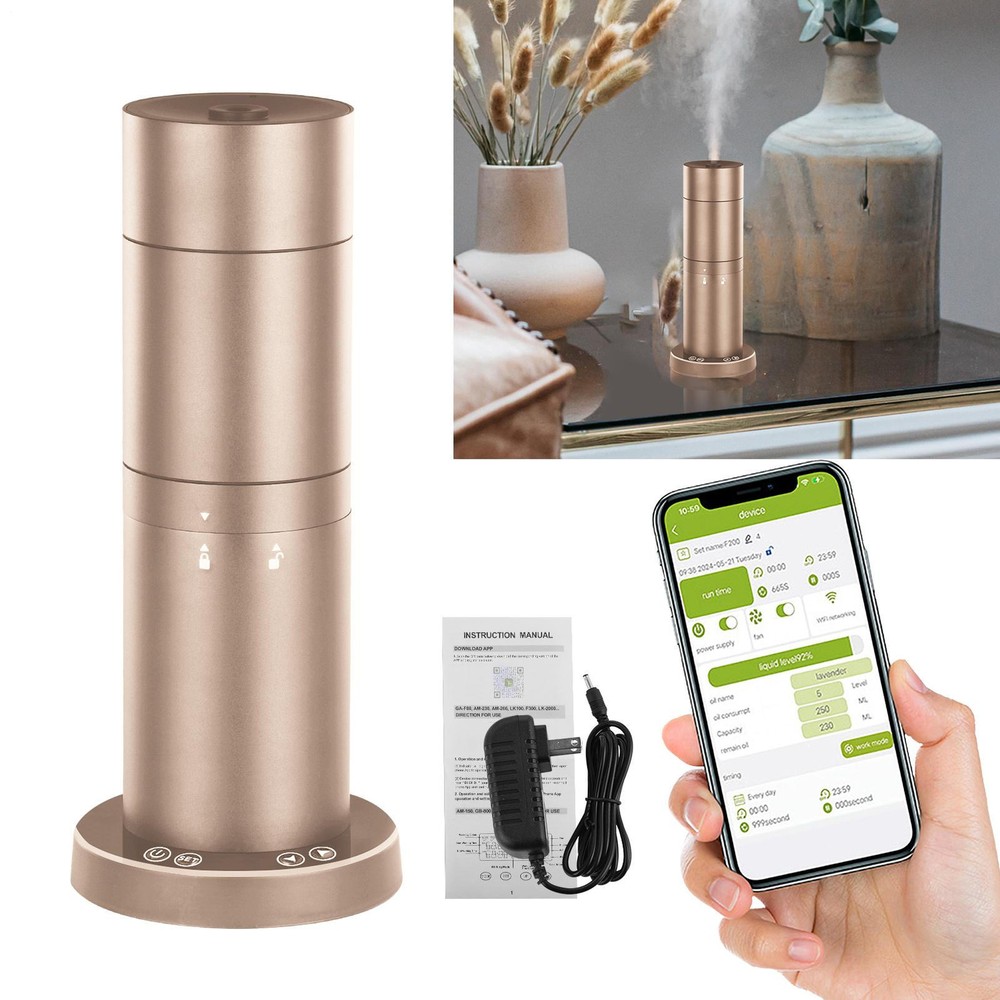 Gold Waterless Oil Diffuser with Bluetooth & APP Control