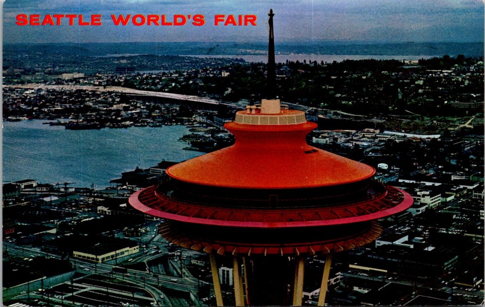 Vintage Seattle Space Needle & City View Postcard from 1962 World's Fair
