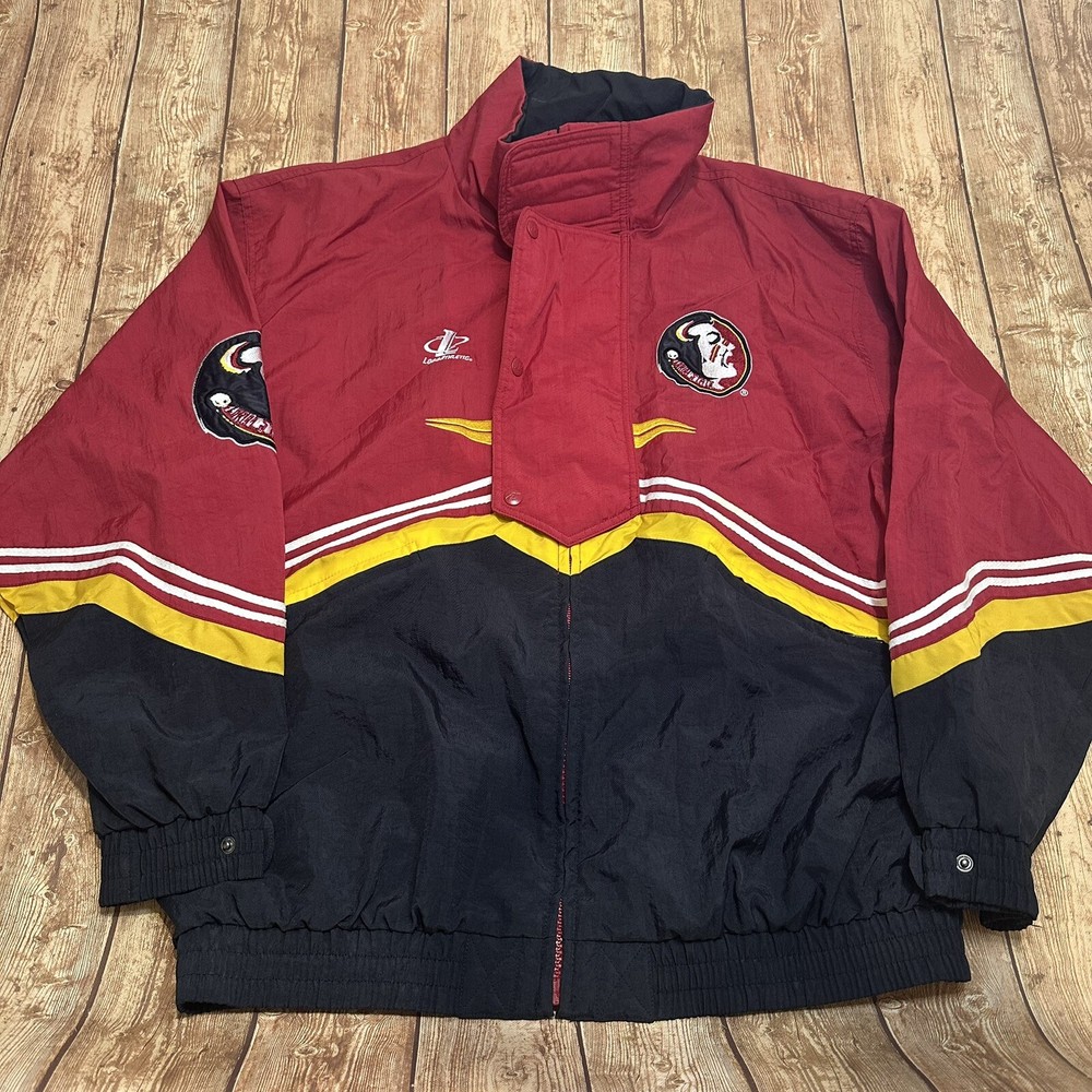 Vintage Logo Athletic Florida State Seminoles Jacket Mens L Red Embroidered FSU