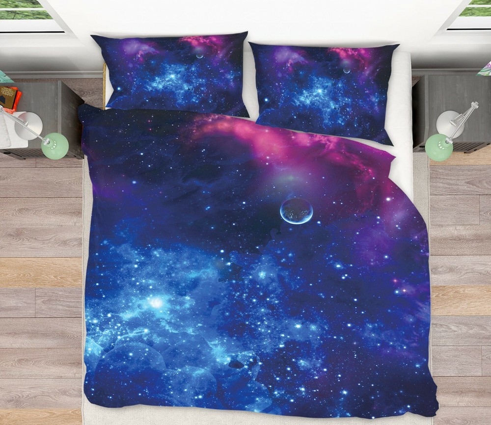 3D Star Planet ZHUA411 Bed Pillowcases Quilt Duvet Cover Set Queen King Amy