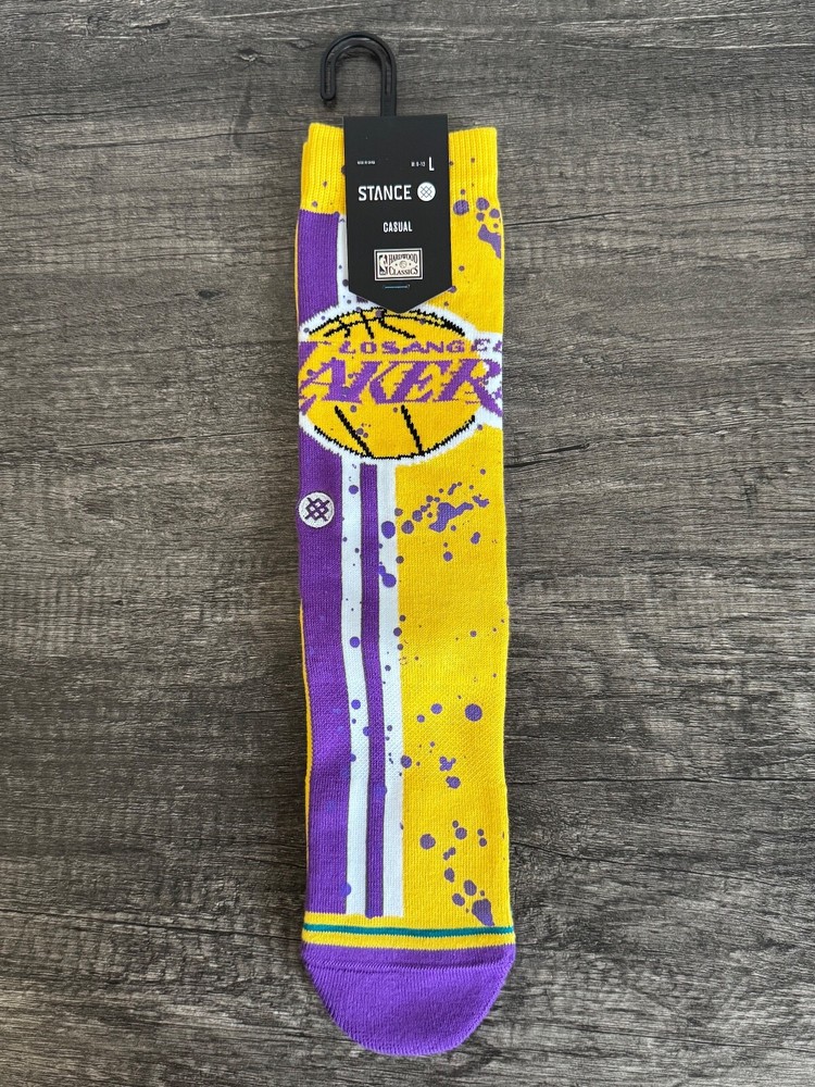 Stance Casual Socks Hardwood Classics Edition Overspray LAL Lakers - Men's LARGE