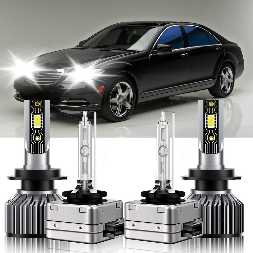 For Mercedes-Benz S400 2010-2010 LED HID Headlight Bulb High Low Beam H7+D1S Kit
