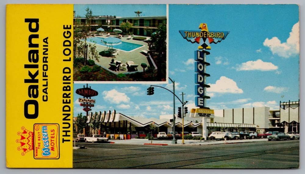 Oakland CA Sambos Thunderbird Lodge Advertising Postcard Best Western Motels