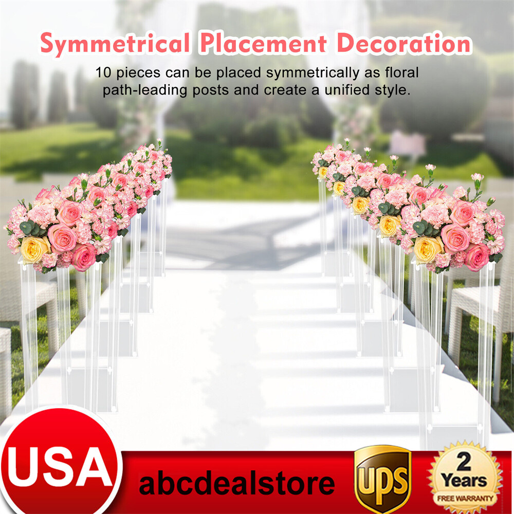 10Pcs Acrylic Clear Flower Stand Centerpiece Wedding Flower Stand Display Decor